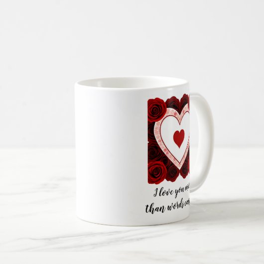 Hart en Rozen Valentijnsdag Classic Mok, 11 oz Koffiemok (Voorkant rechts)