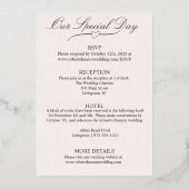 Hart- en rozenbloemen, roze roze trouw folie uitnodiging (Achterkant)