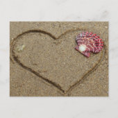 hart en schelp op strand briefkaart (Voorkant)