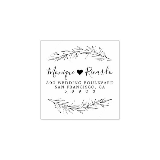 Hart- en Script-weddenschap met paar retouradres Rubberstempel (Afrduk)