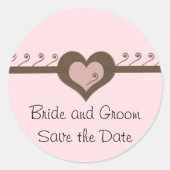 Hart en scrollen ronde sticker (Voorkant)