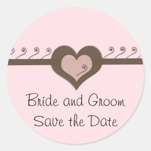 Hart en scrollen ronde sticker (Voorkant)