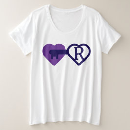 Hart en sleutel grote maat t-shirt