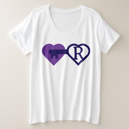 Hart en sleutel grote maat t-shirt (Design voorkant)