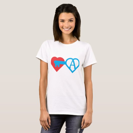 Hart en sleutel t-shirt (Voorkant volledig)