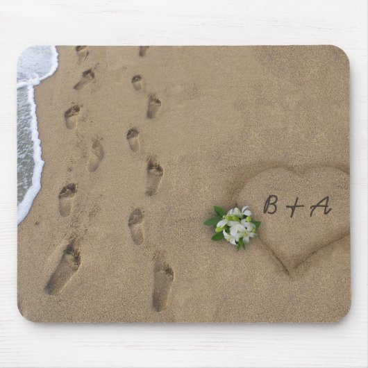 Hart en sporen in de zand muismat (Voorkant)