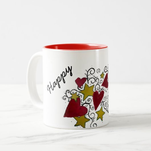 Hart en sterren Happy Valentine's Day Mok (Voorkant links)