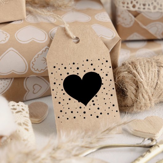 Hart en sterren Hout Kunstrubber Stempel