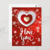 Hart en sterren in rood briefkaart (Voorkant / Achterkant)