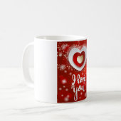 Hart en sterren in rood koffiemok (Voorkant links)