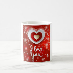 Hart en sterren in rood koffiemok