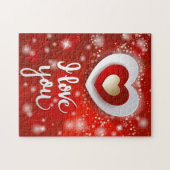 Hart en sterren in rood legpuzzel (Horizontaal)