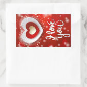 Hart en sterren in rood rechthoekige sticker (Tas)