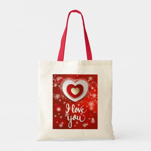 Hart en sterren in rood tote bag (Achterkant)