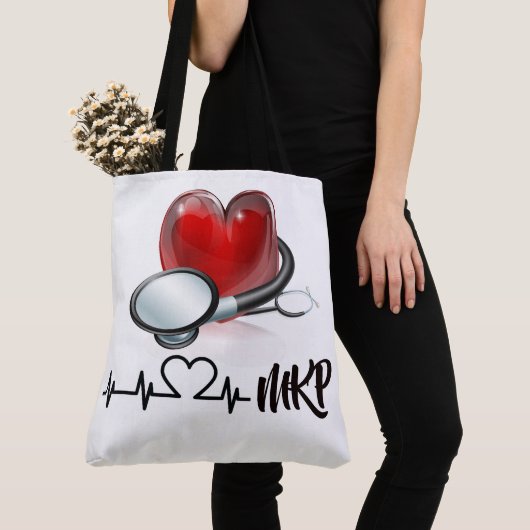 Hart en stethoscoop Tas voor groot monogram (Dichtbij)