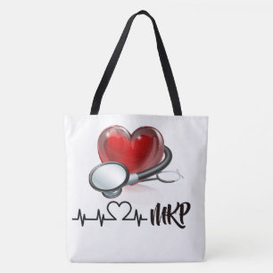 Hart en stethoscoop Tas voor groot monogram