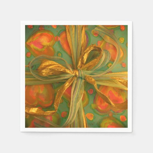 Hart en strik rood en groen cadeaus servet (Voorkant)