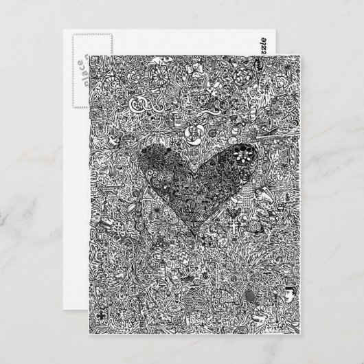 Hart en symbolen briefkaart (Voorkant / Achterkant)