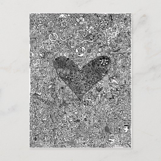 Hart en symbolen briefkaart (Voorkant)