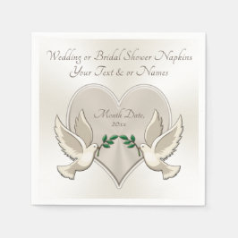 Hart en Tortelduifjes bruiloft cocktail servetten
