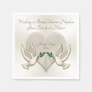 Hart en Tortelduifjes bruiloft cocktail servetten
