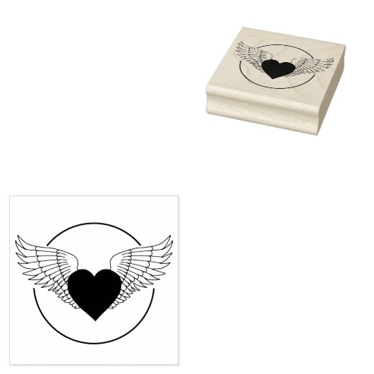 Hart en Vleugels Rubberstempel (Gestempeld)