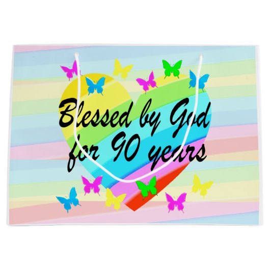 HART EN VLINDERS 90E VERJAARDAG CADEAU TAS GROOT CADEAUZAKJE (Voorkant)