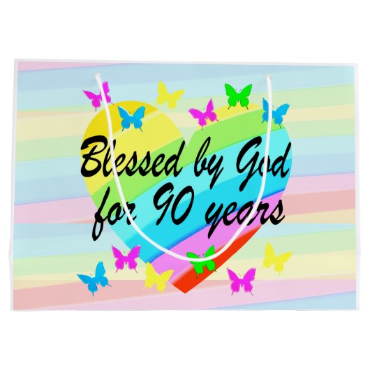 HART EN VLINDERS 90E VERJAARDAG CADEAU TAS GROOT CADEAUZAKJE (Achterkant)