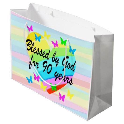 HART EN VLINDERS 90E VERJAARDAG CADEAU TAS GROOT CADEAUZAKJE (Achterkant Gekanteld)