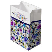 Hart en vlinders bloemrijk medium cadeauzakje (Voorkant Gekanteld)