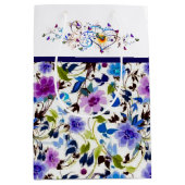 Hart en vlinders bloemrijk medium cadeauzakje (Voorkant)