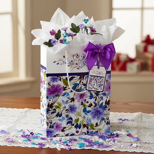 Hart en vlinders bloemrijk medium cadeauzakje