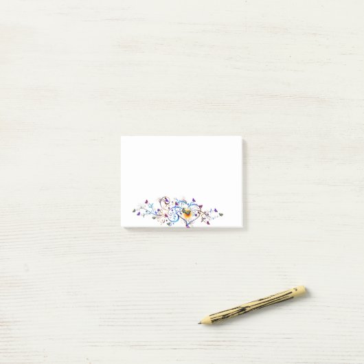 Hart en vlinders post-it® notes (Op bureau)