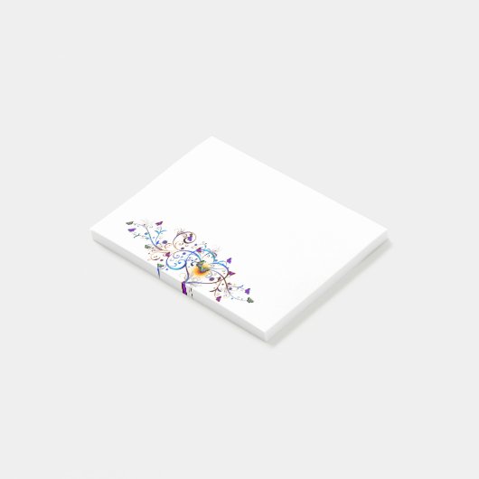 Hart en vlinders post-it® notes (Schuin)