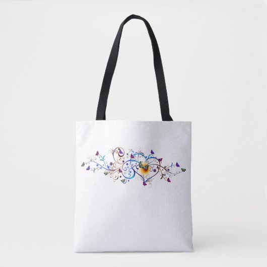 Hart en vlinders tote bag (Voorkant)