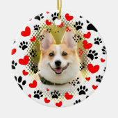 Hart- en voetafdrukken Dog Lijst Keramisch Ornament (Voorkant)