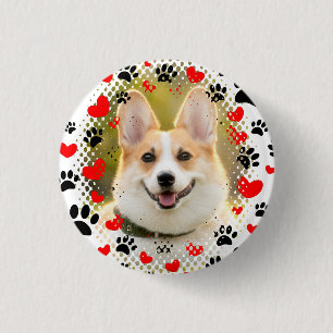 Hart- en voetafdrukken Dog Lijst Ronde Button 3,2 Cm