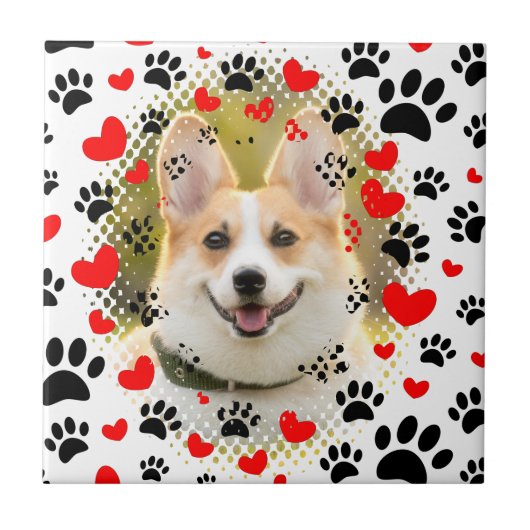 Hart- en voetafdrukken Dog Lijst Tegeltje (Voorkant)