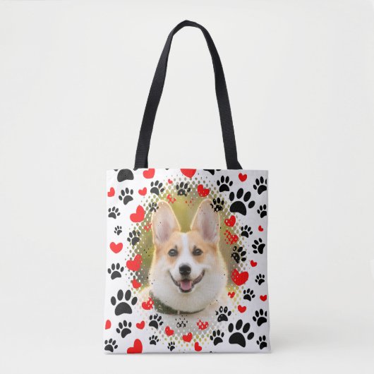 Hart- en voetafdrukken Dog Lijst Tote Bag (Voorkant)