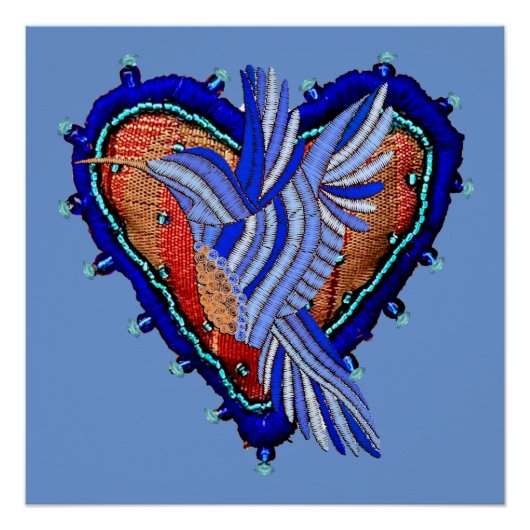 Hart- en vogelpaniekkunst perfect poster (Voorkant)