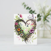  hart- en waterverf bloemen liefhebbende kaart (Staand voorkant)