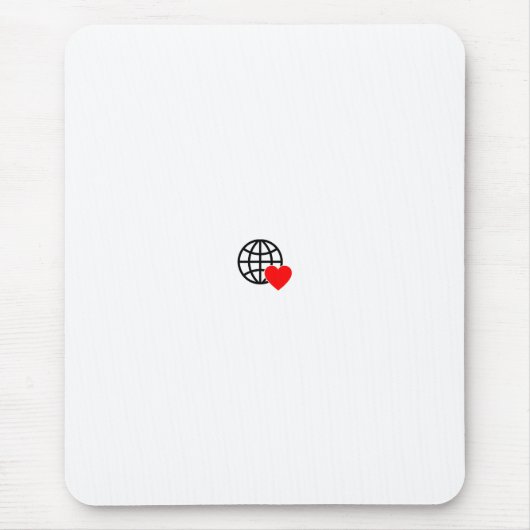 Hart en Wereldbol Workstation Muismat (Voorkant)