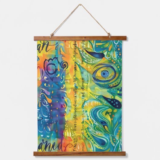 Hart en ziel: Abstract minimalistisch Hangend Wandkleed (Voorkant)