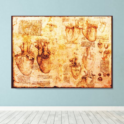 Hart en zijn bloedvaten, bruin canvas afdruk (Insitu (Houten vloer))