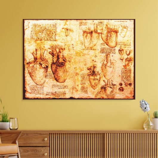 Hart en zijn bloedvaten, bruin canvas afdruk (Insitu (Woonkamer))