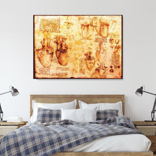 Hart en zijn bloedvaten, bruin canvas afdruk (Insitu (Slaapkamer))