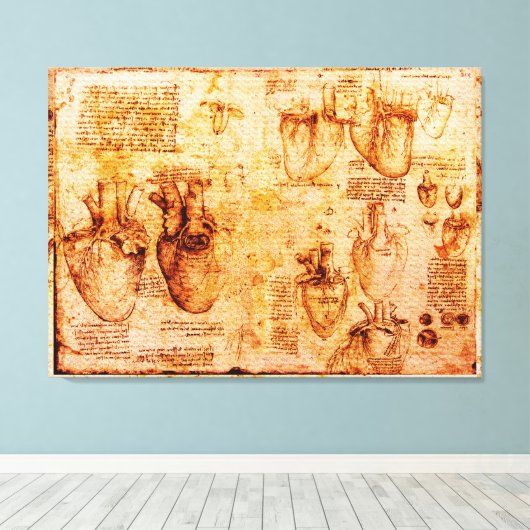 Hart en zijn bloedvaten, bruin canvas afdruk (Insitu (Houten vloer))