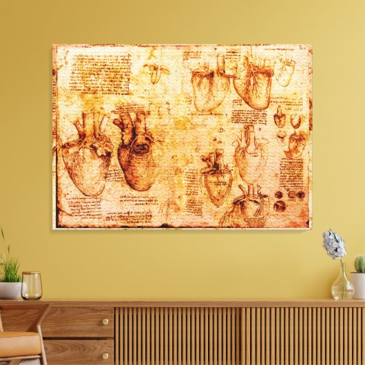 Hart en zijn bloedvaten, bruin canvas afdruk (Insitu (Woonkamer))