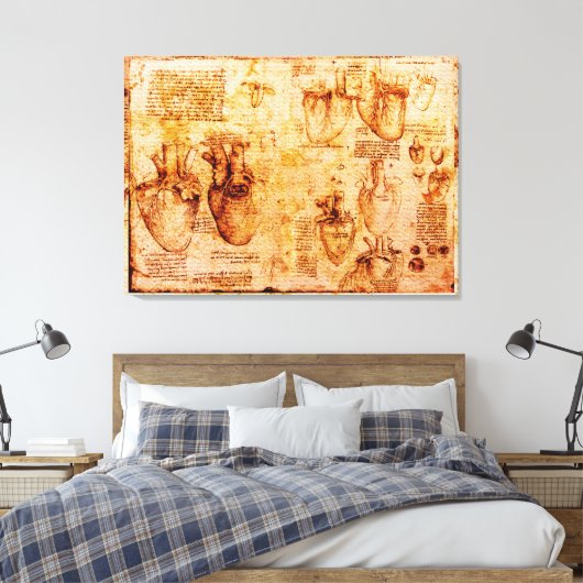 Hart en zijn bloedvaten, bruin canvas afdruk (Insitu (Slaapkamer))
