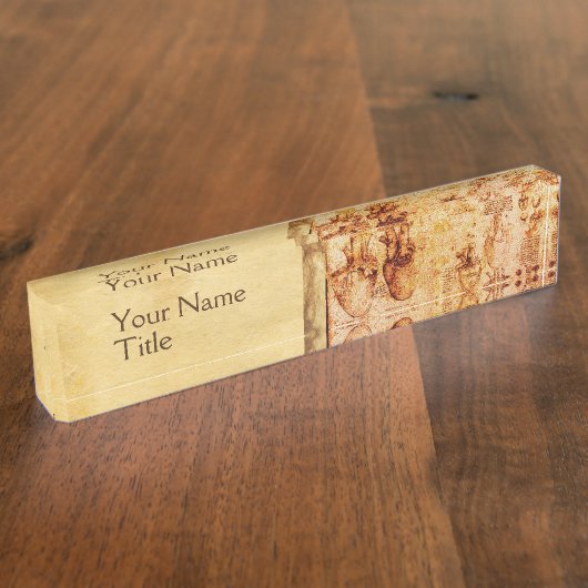 Hart en zijn bloedvaten, medisch perkament naambordje (Zijkant)